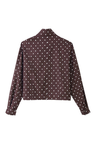 Polka Dot Mock Neck Crop Jacket