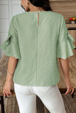 Ruffle-Sleeve Gingham Tee
