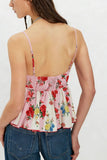 Floral V-Neck Ruffle Hem Tank
