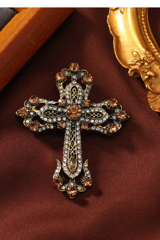Crystal Cross Brooch