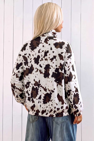 Cow Print Zip-Up Track Jacket