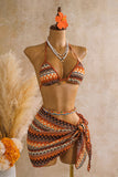 Geometric Print Three-Piece Bikini Set