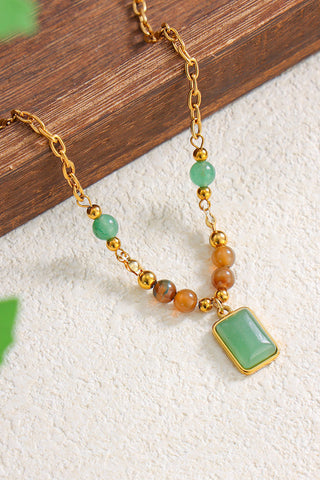 Natural Stone Pendant Chain Necklace