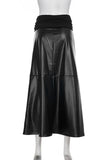 Buckle Wrap A-Line Midi Skirt