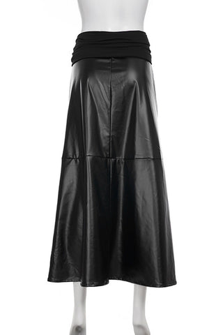 Buckle Wrap A-Line Midi Skirt