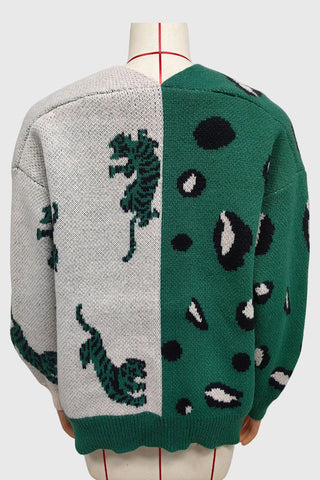 Animal Print V-Neck Button Front Cardigan