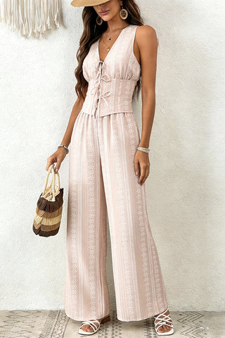 Lace-Up Sleeveless Wide-Leg Set