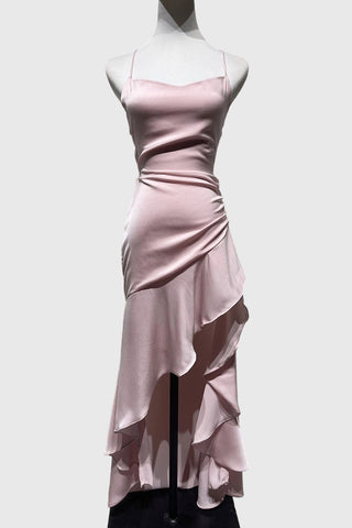 Ruffle High-Low Spaghetti Strap Casual Dress