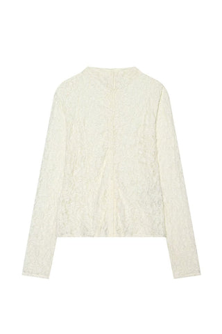 Textured Mock Neck Long Sleeve Blouse