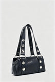 Studded Ring-Handle Shoulder Bag