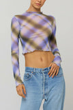 Sheer Polka Dot Mock Neck Crop Top