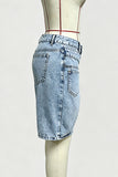 Asymmetrical Hem Denim Shorts