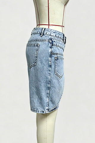Asymmetrical Hem Denim Shorts