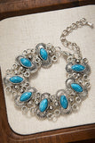 Oval Stone Filigree Link Chain Bracelet
