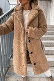 Faux Fur Collar Button-Front Long Coat