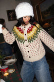Fair Isle Knit Button-Front Cardigan