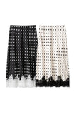 Polka Dot Lace Hem Midi Skirt