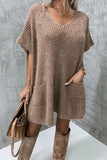 V-Neck Short Sleeve Knit Sweater
