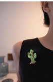 Crystal Cactus Flower Brooch