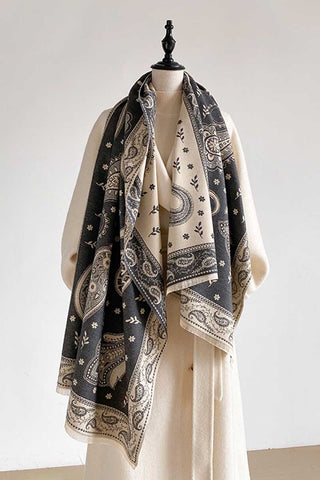 Paisley Print Fringed Scarf