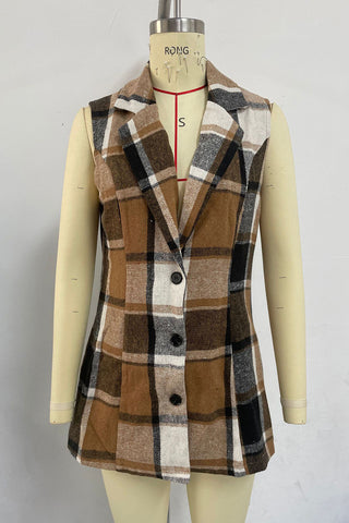 Buttoned Plaid Vest for Versatile Styling