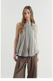 Tie-Shoulder Pleated Back Blouse