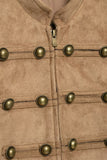 Military Button Mock Neck Cropped Jacket