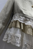 Lace Trim Mock Neck Button Front Jacket