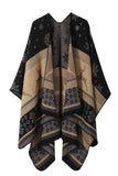 Geometric Print Open Front Knit Poncho