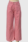 Striped High-Waist Straight Jeans