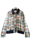 Plaid Graphic Print Zip-Up Bomber Jacket