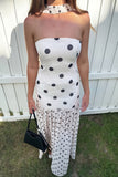 Scarf Detail Polka Dot Maxi Dress