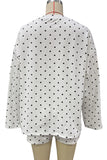 Polka Dot Crew Neck Long Sleeve Short Set