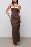 Sweetheart Neck Textured Bodycon Maxi Dress