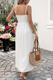 Lace-Trim Spaghetti Strap Midi Dress