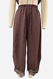 Lace-Trim Wide-Leg Casual Pants