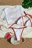 Cherry-Print Bikini Set with Cover-Up