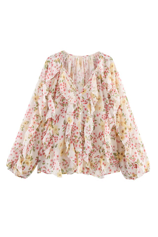 Ruffle Puff Sleeve Blouse