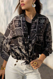 Zip-Up Paisley Drawstring Shirt