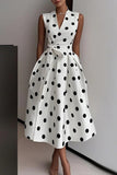 Polka Dot Wrap Evening Dress