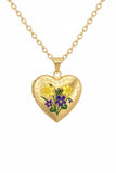 Floral Enamel Heart Locket Necklace