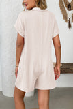 Casual Short Sleeve Button-Up Romper