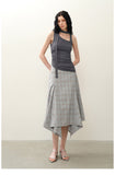 Plaid Asymmetric Skirt