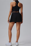Zip-Front Skirt Set with Pleated Design
