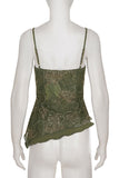 Print V-Neck Asymmetrical Hem Tank