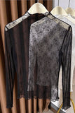 Sheer Floral Lace Long Sleeve Top