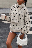 Polka Dot Knit Sweater with Scarf