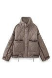 Quilted Stand-Collar Zip Front Jacket