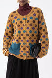 Polka Dot Knit Button-Front Coat