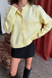 Ribbed Crew Neck Button-Front Cardigan